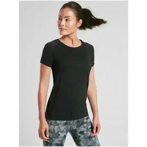 NWT Athleta Foothill Tee Seamless Short Sleeve |‎ Black | SZ XS